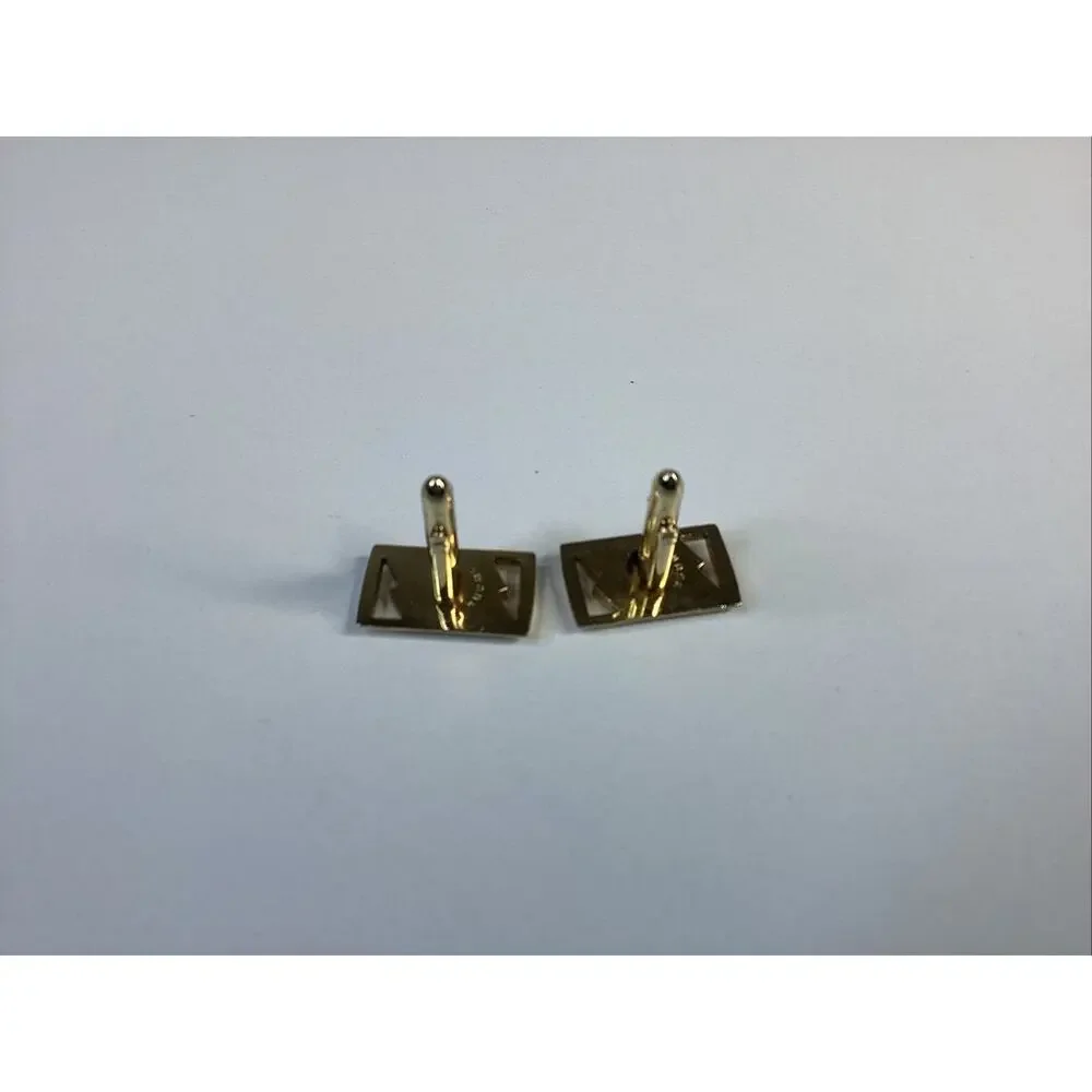 Vtg Swank Cufflinks Gold Tone Rectangle Brushed 1”